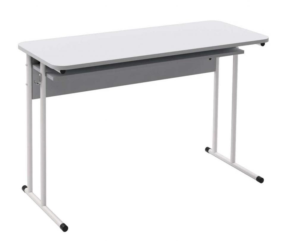 Стіл учнівський 2-місний з полицею, ростова група № 6,1200х500х760 мм., каркас - кругла труба, стільниця з заокругленими кутами, АНШАР ГРУП (1148)